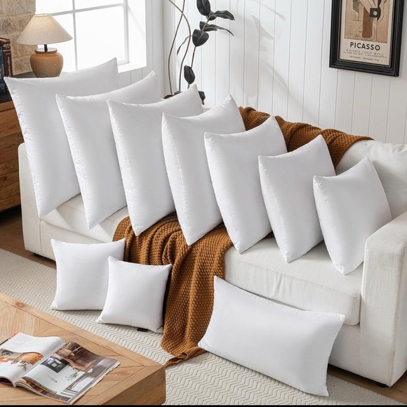 28x28” 1 Piece Euro Throw Pillow Insert-Down Feather Pillow Insert-Cotton White - Picture 3 of 7